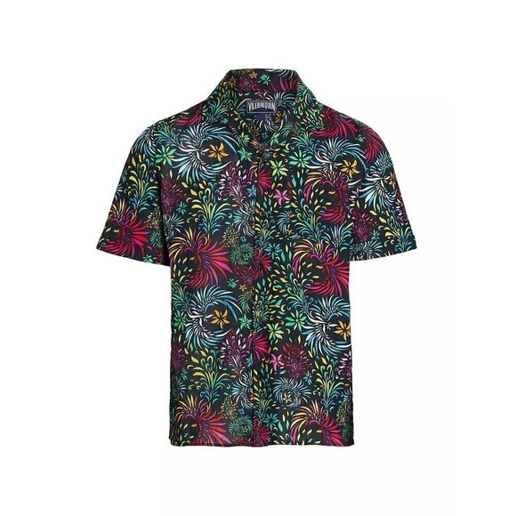 Vilebrequin Moorise Evening Birds Print linen Shirt - Picture 3 of 9